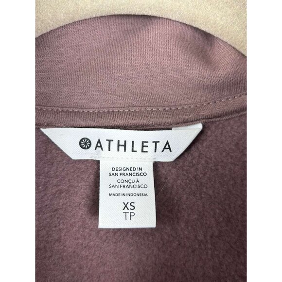 Athleta Women's XS Sweatshirt Mauve 1/4 Zip Fleece Pullover With Pockets - Picture 3 of 11